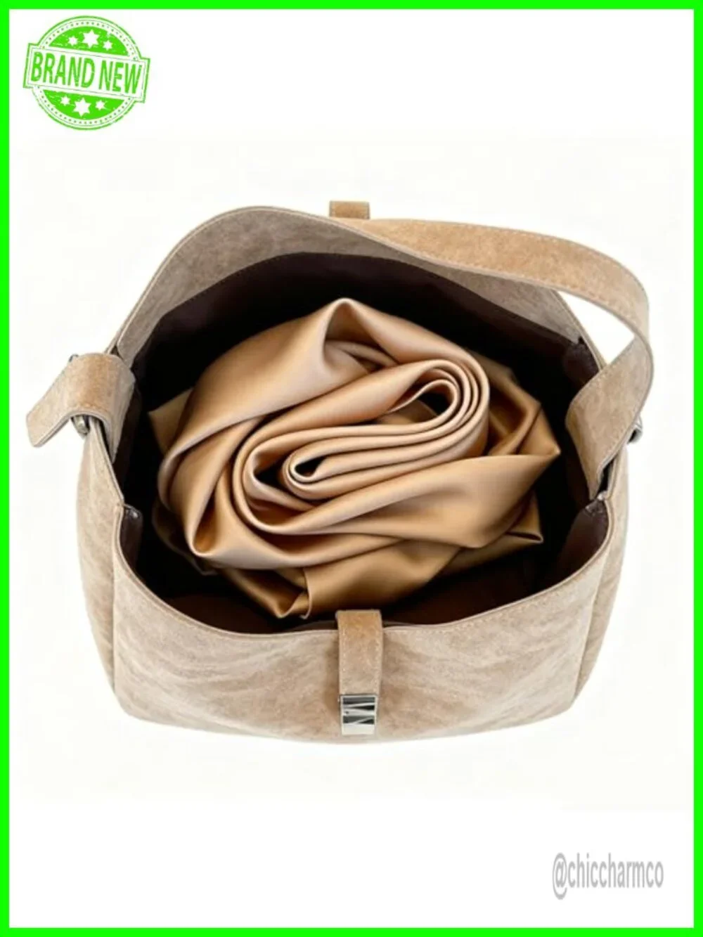 Vintage Suede Slouchy Hobo Bag with Zippered Pouch